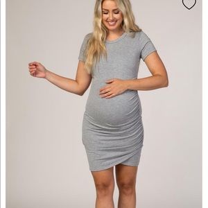 PinkBlush maternity wrap t-shirt dress in green